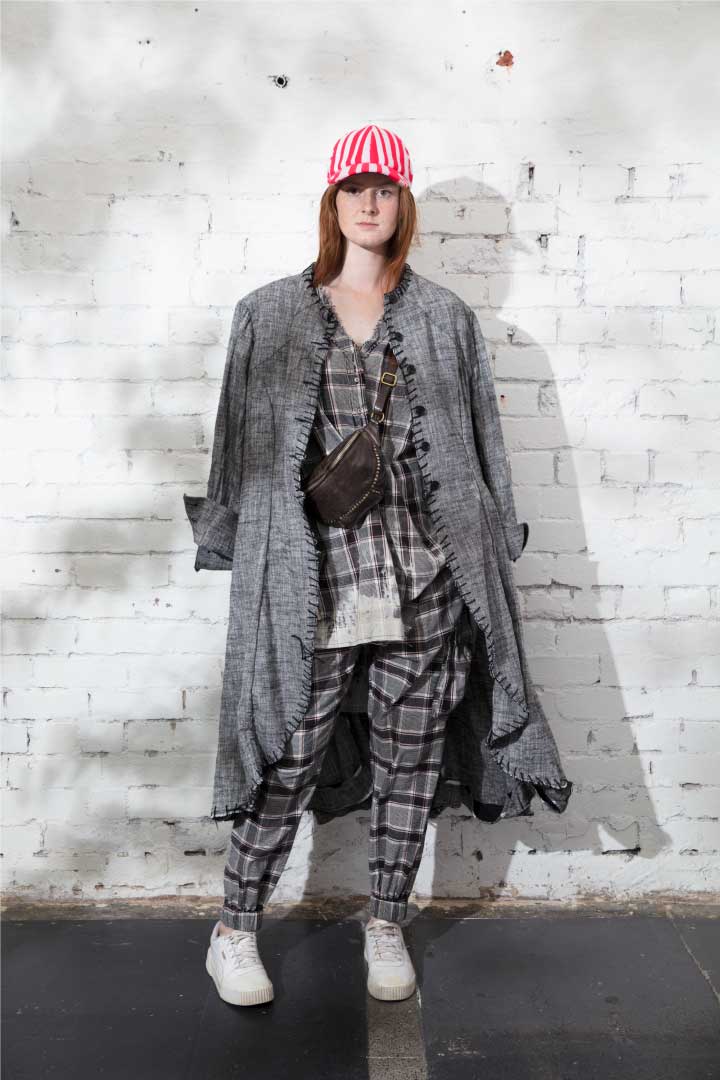 Maxi Riding Coat (Linen) - Herringbone Dark