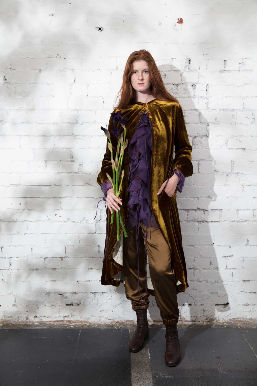 Cargo Style Pants (Silk) - Old Gold