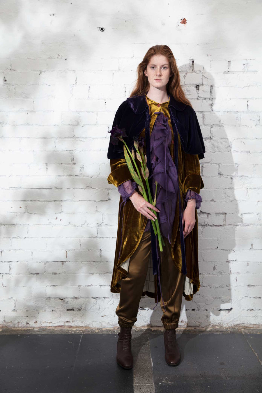 Cargo Style Pants (Silk) - Old Gold