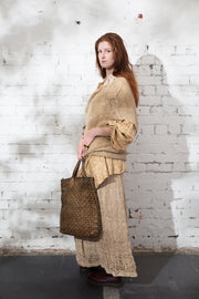 Hand loom Maxi skirt (Linen) Wheat