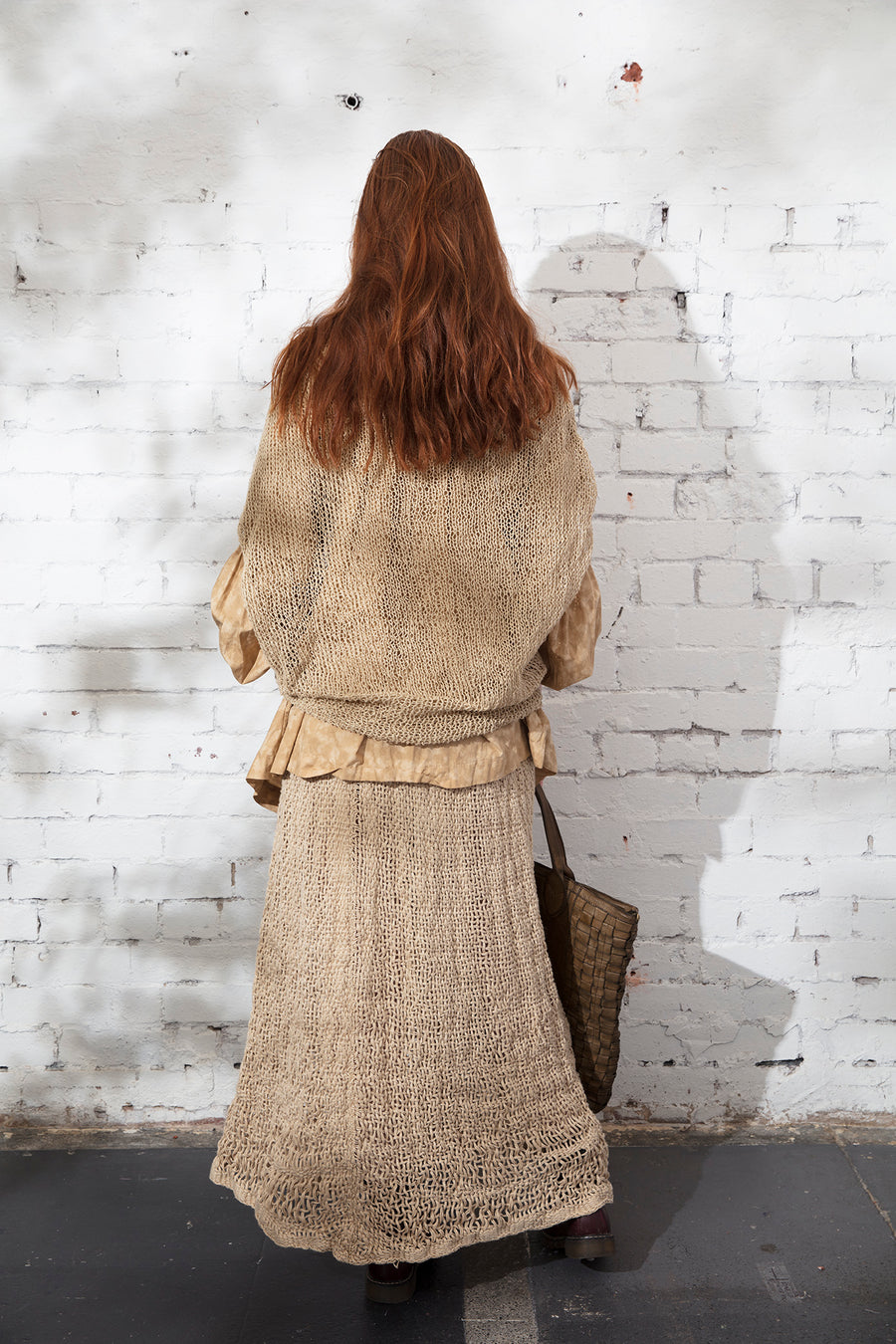 Hand loom Maxi skirt (Linen) Wheat