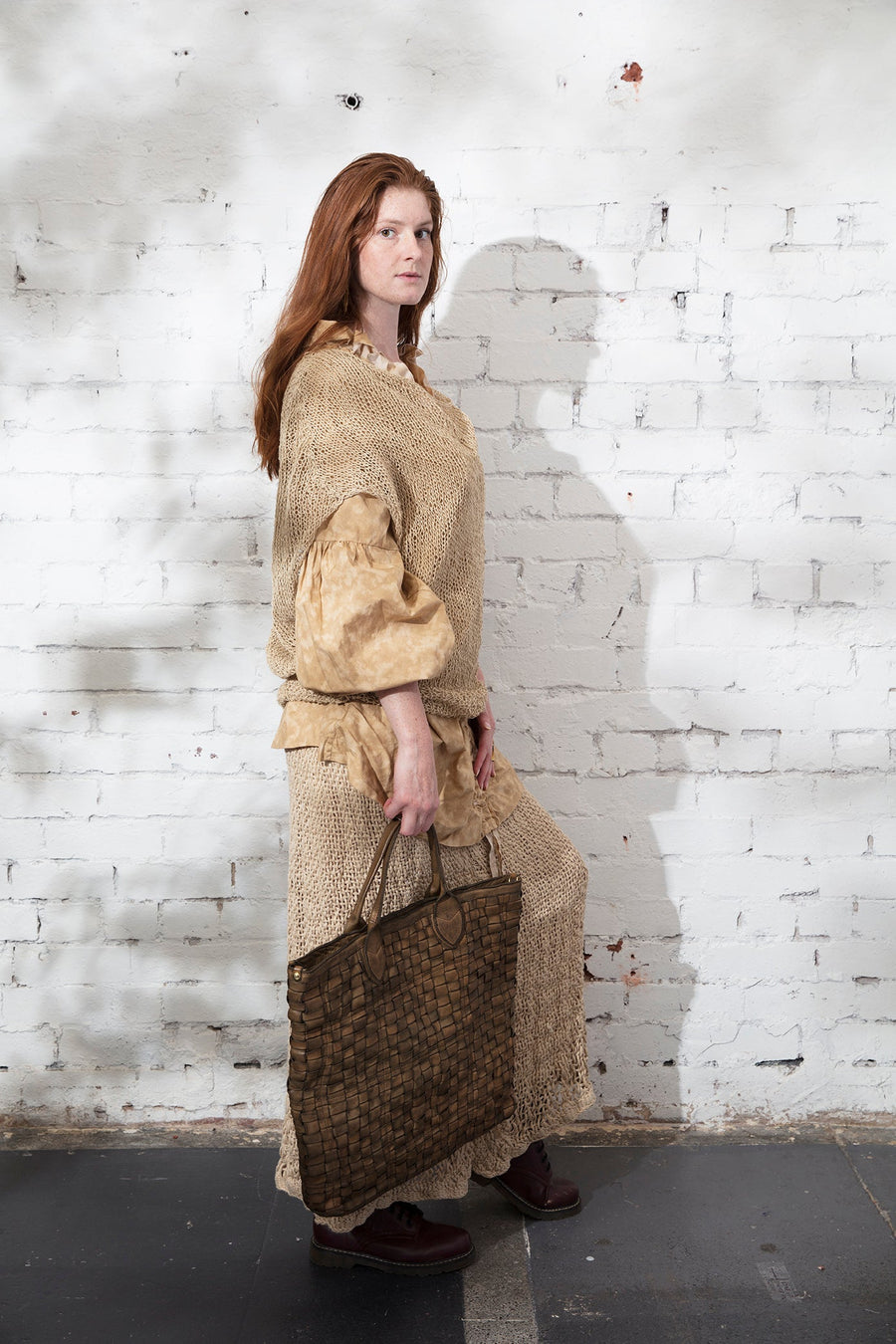 Hand Loom Maxi Skirt (Linen) Wheat