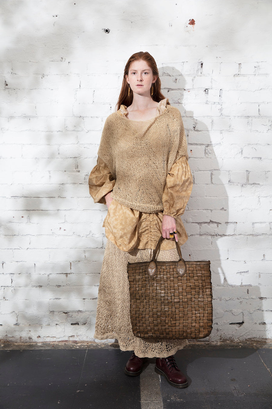 Hand Loom Maxi Skirt (Linen) Wheat