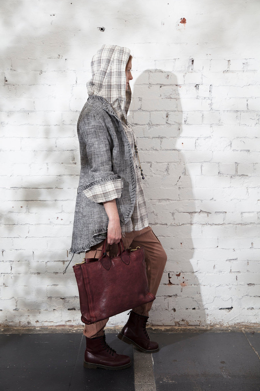 Hand - Stitched Long Tux Style Riding Jacket - Linen Herringbone