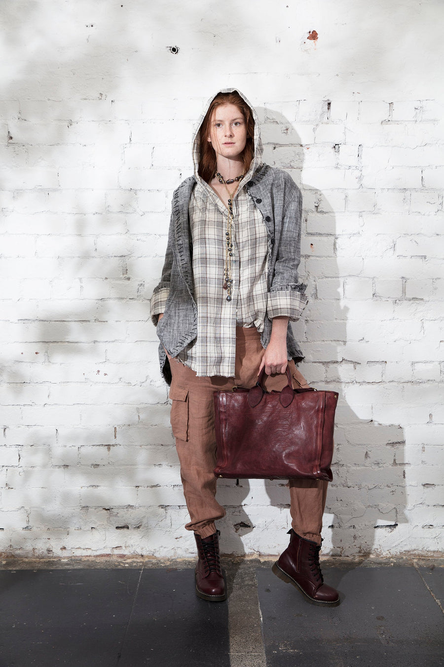 Hand - Stitched Long Tux Style Riding Jacket - Linen Herringbone