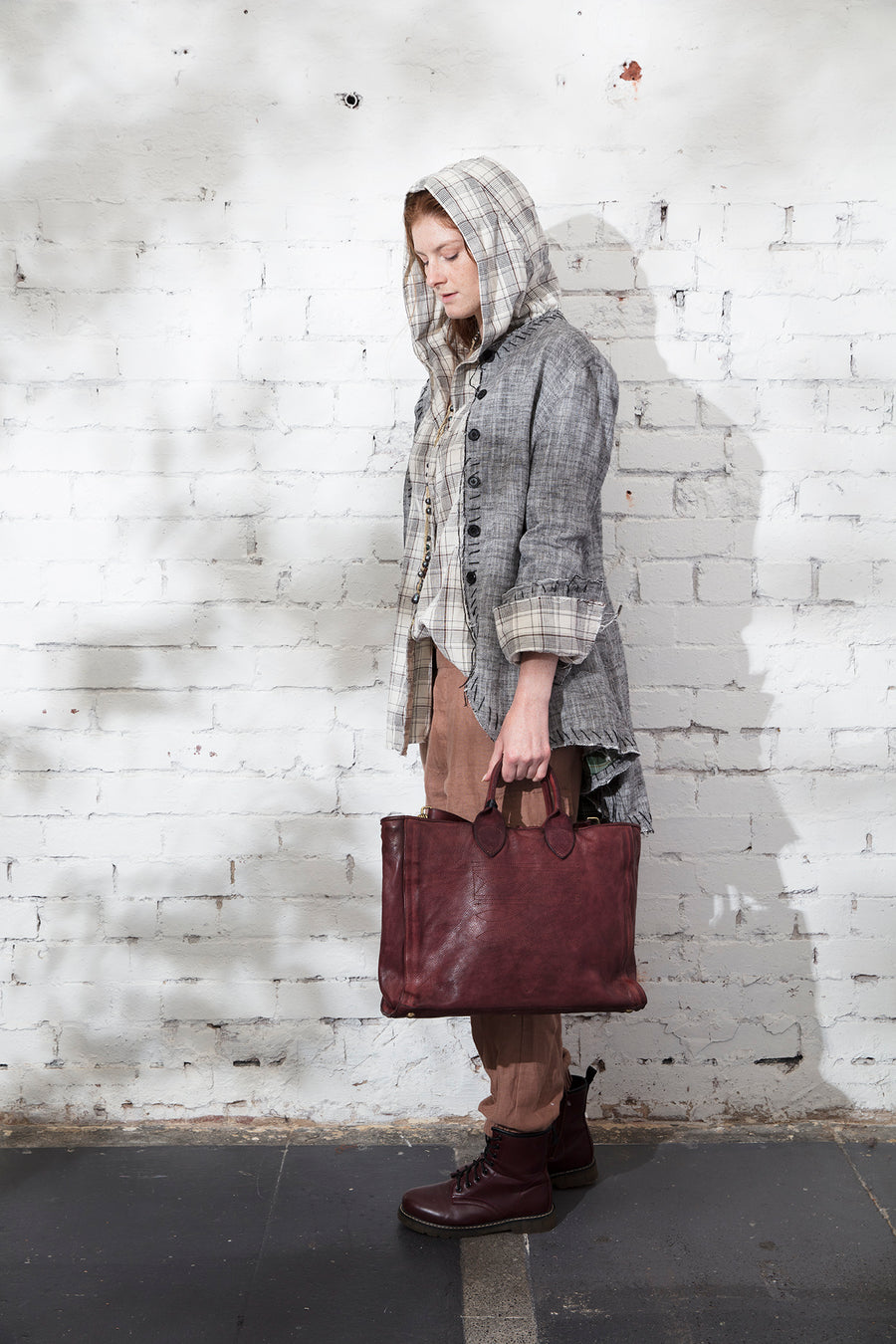 Hand - stitched Long tux style riding jacket - Linen herringbone