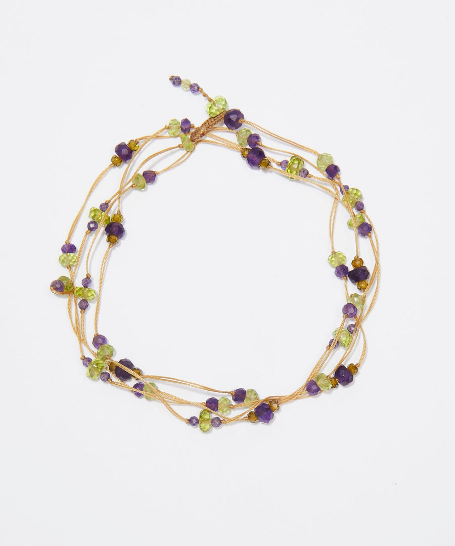Loopy Duo Bracelets / Necklace - Peridot With Purple Amethyst