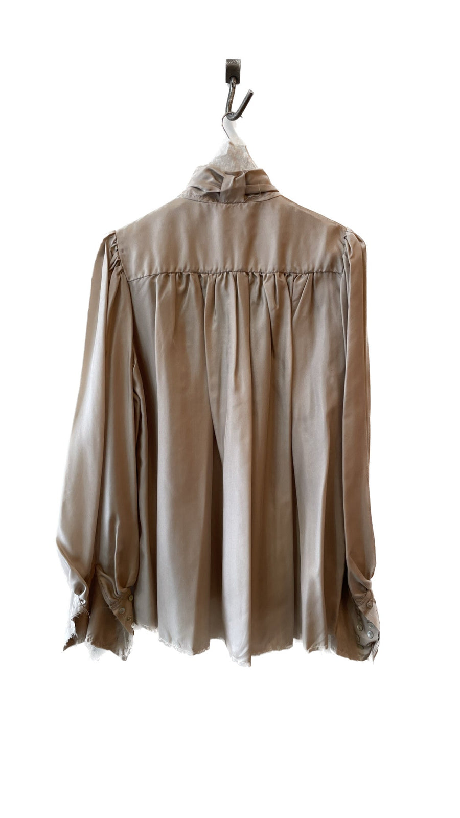 Button Through Blouse With Optional Neck Tie (Silk) - Chartreuse
