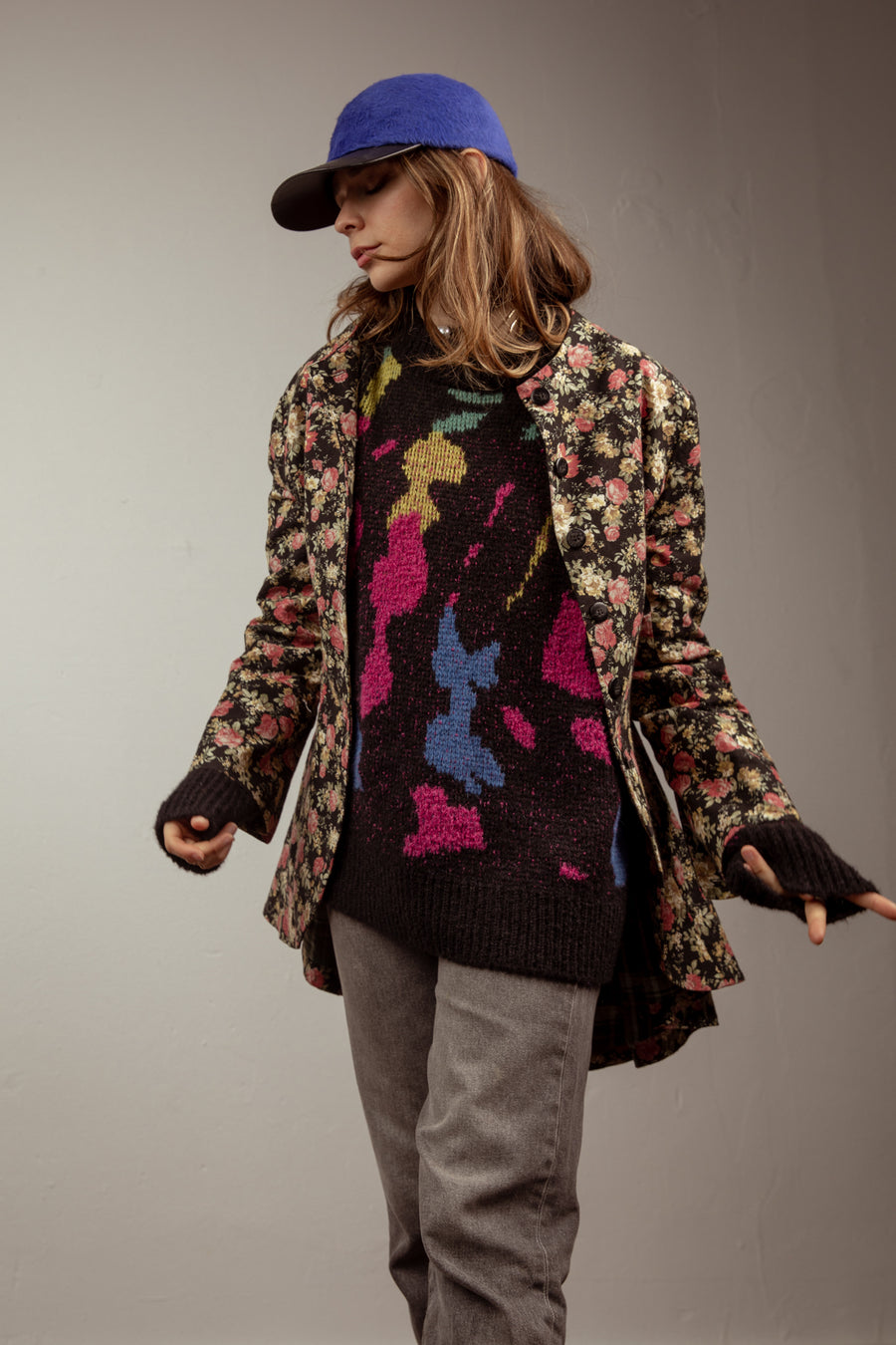 Long line Tux jacket - Floral