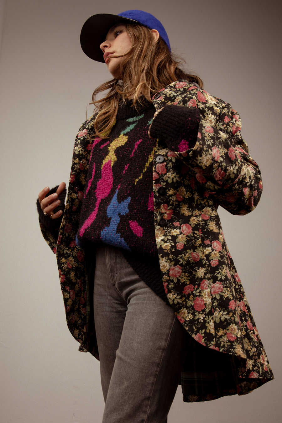 Long line Tux jacket - Floral