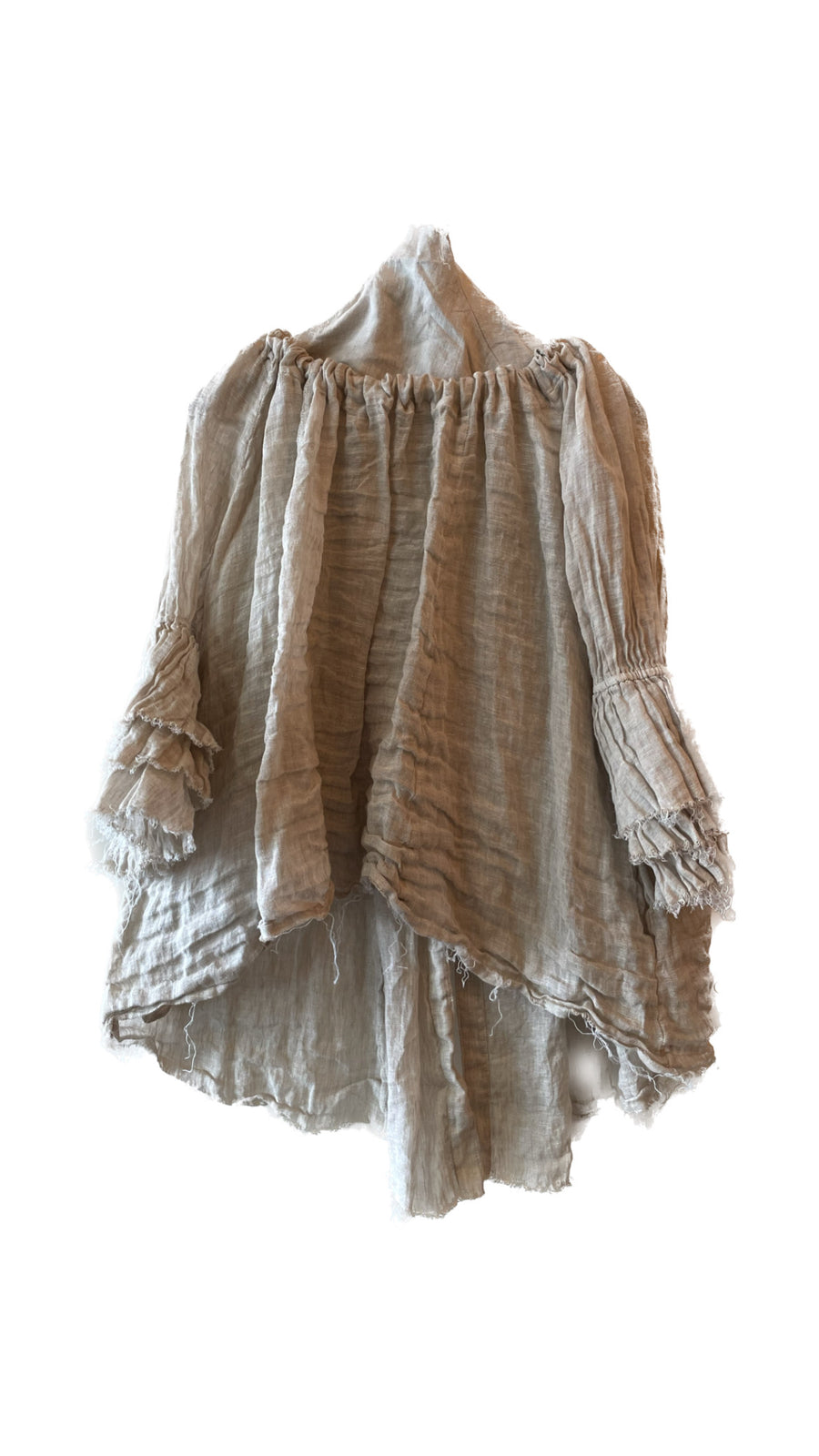 Button Back Blouse (Linen Gauze) - Natural