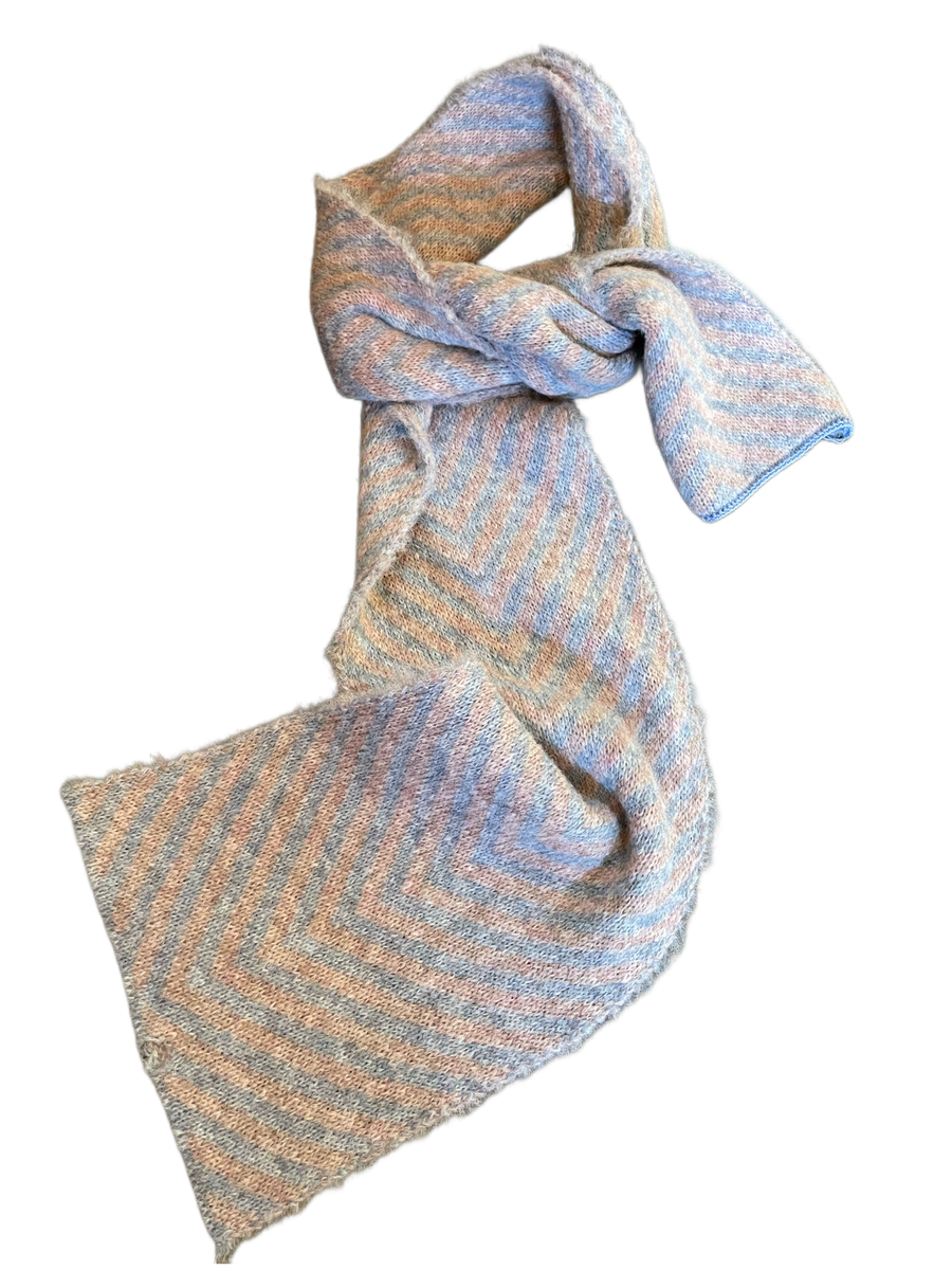 Amano chevron alpaca scarf -  Blue / mushroom