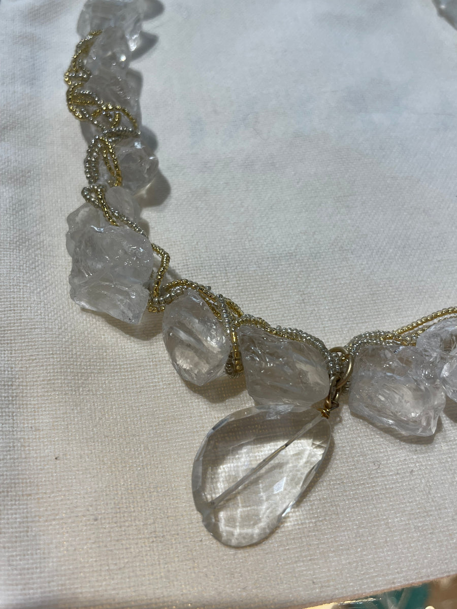 Herkimer Diamond wrapped necklace