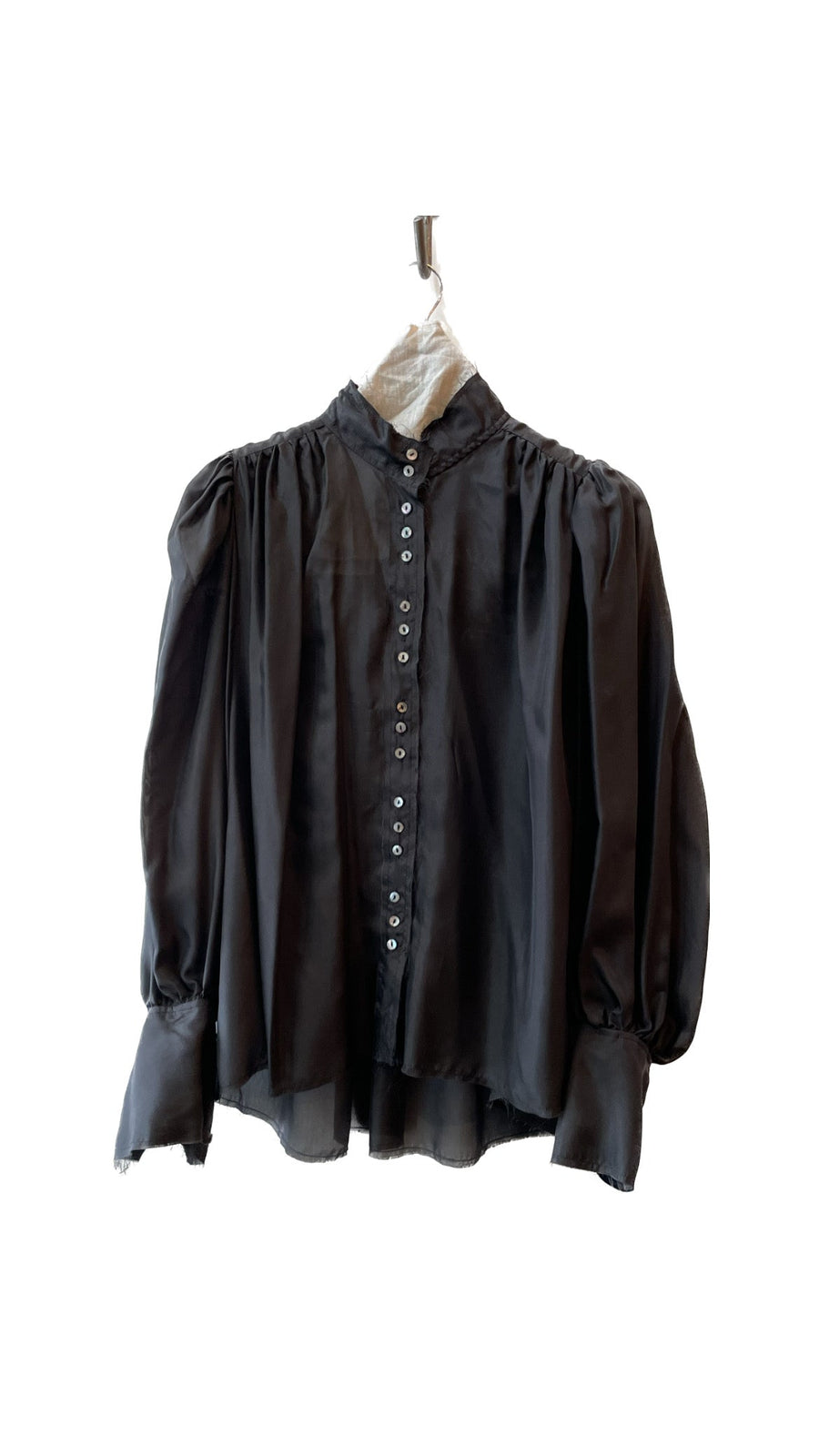 Button Through Blouse With Optional Neck Tie (Silk) - Chartreuse