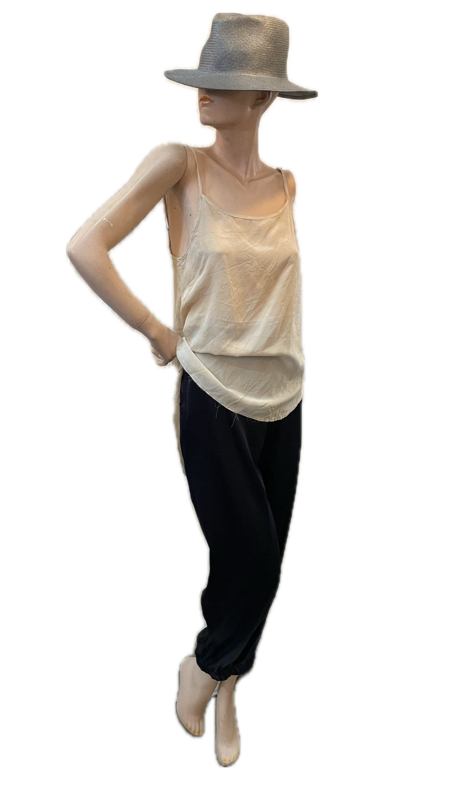 Cargo style pant with elasticated waistband - silk