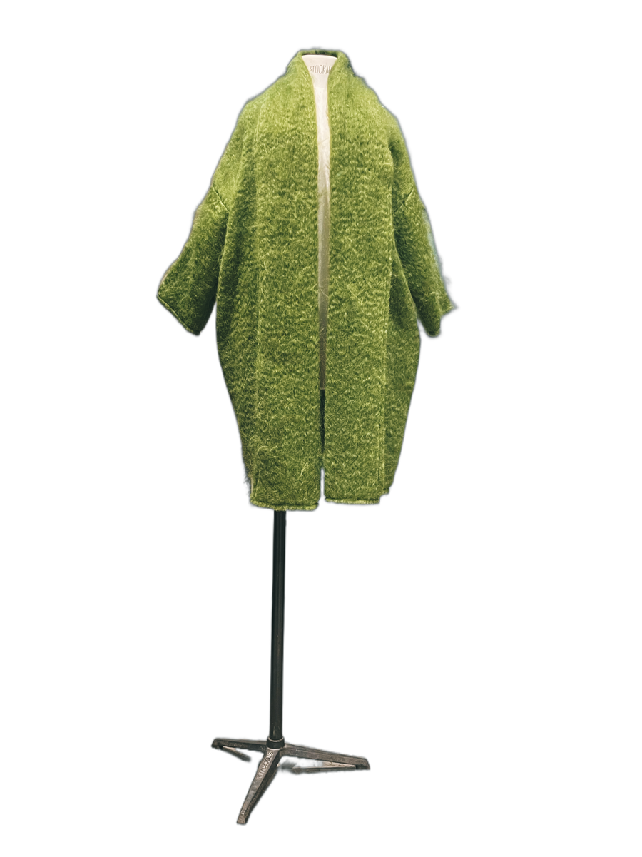 Mohair cocoon coat - chartreuse