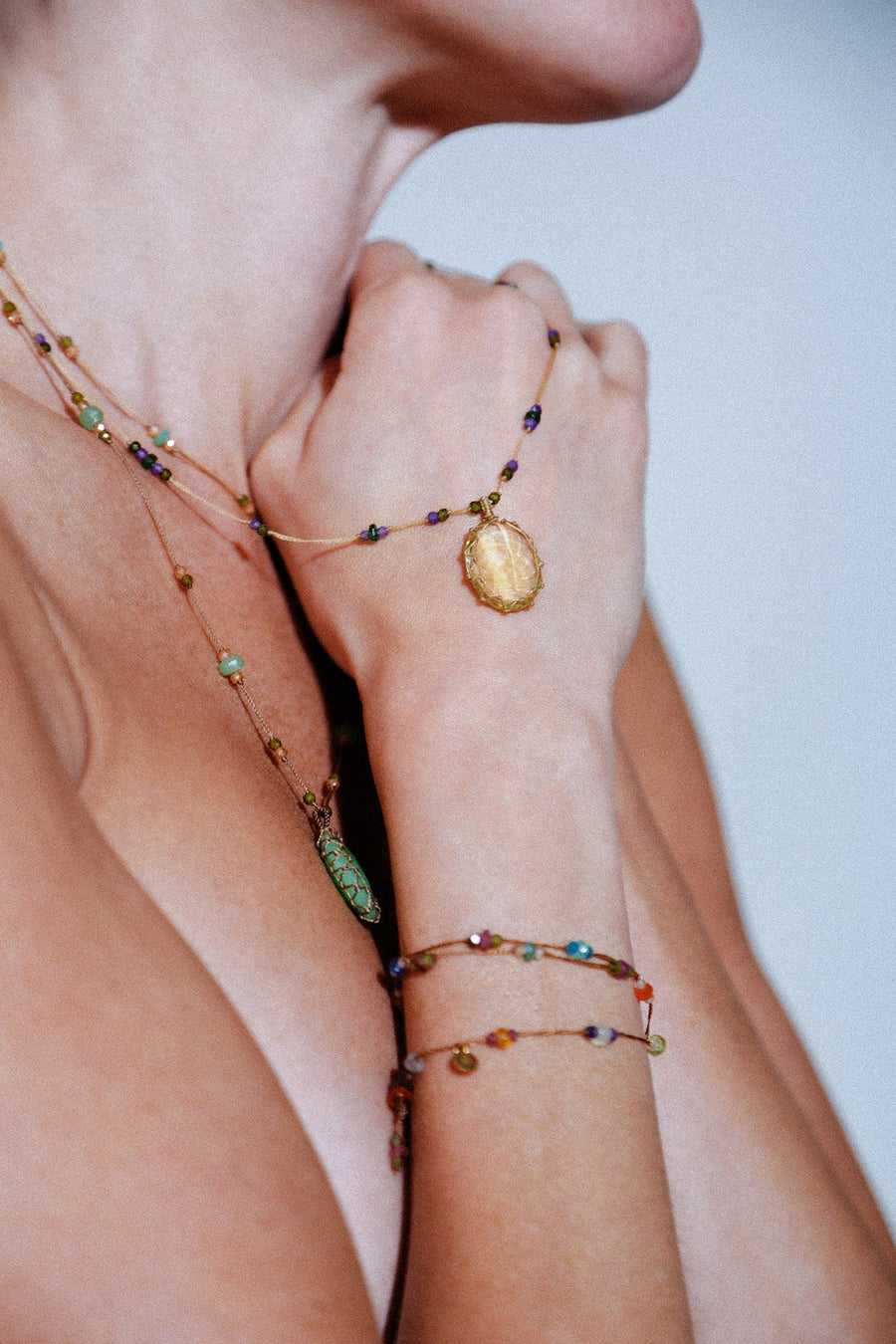 Short Tibetan Necklace - Lemon Topaz