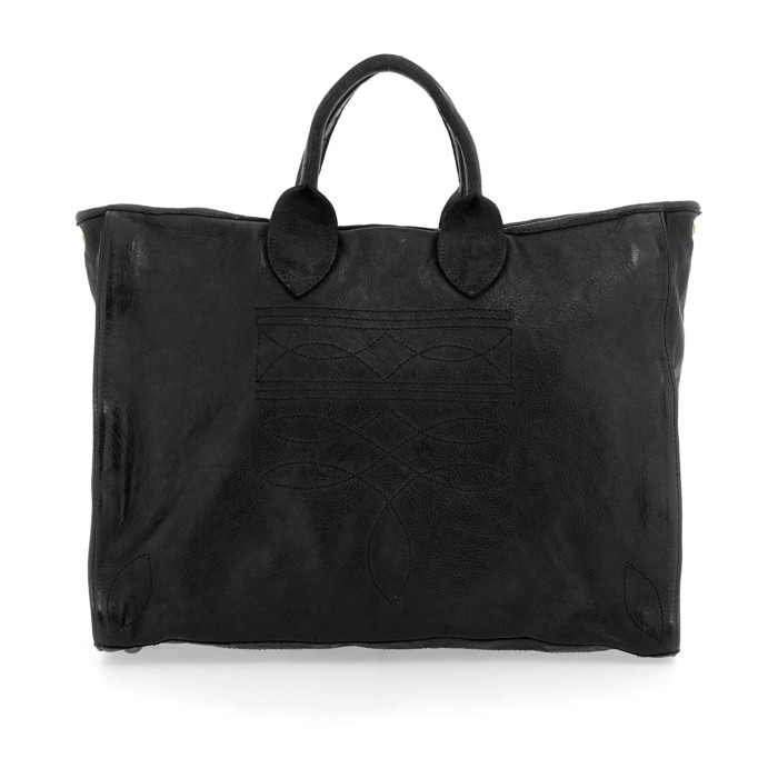 Campomaggi - Shopper in Navy leather with Charro stitching