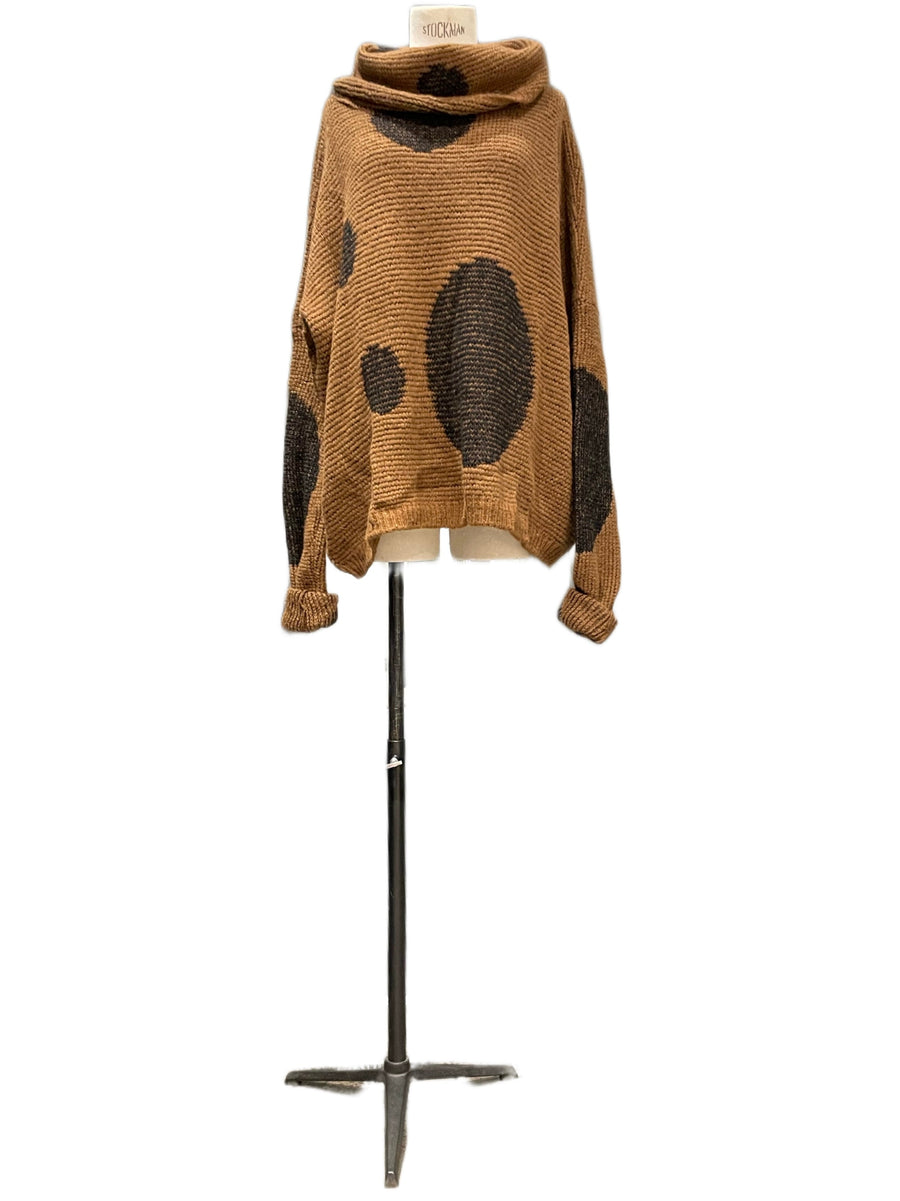 Over Size Spot Sweater (Alpaca) - Camel / Pink