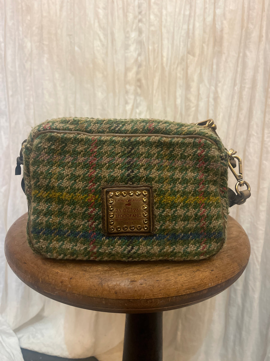 Campomaggi -  Bauletto mini cross body bag in Scottish check fabric in green