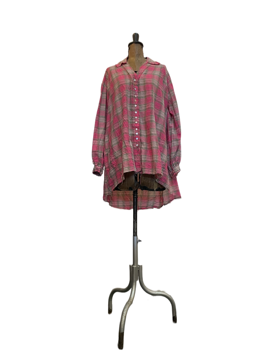 Amano Pintuck Shirt (Cotton) - tartan Check pink