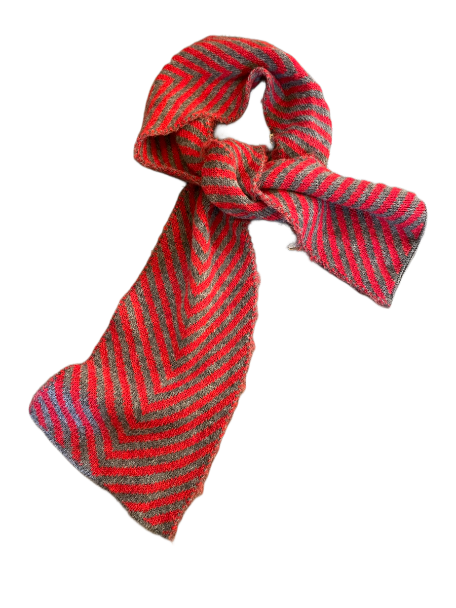 Amano chevron alpaca scarf -  Red / Charcoal