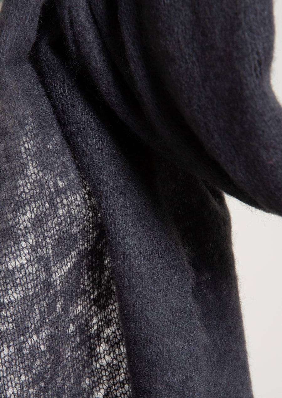 Open Knitted Shawl Plain ( Baby Cashmere ) Black