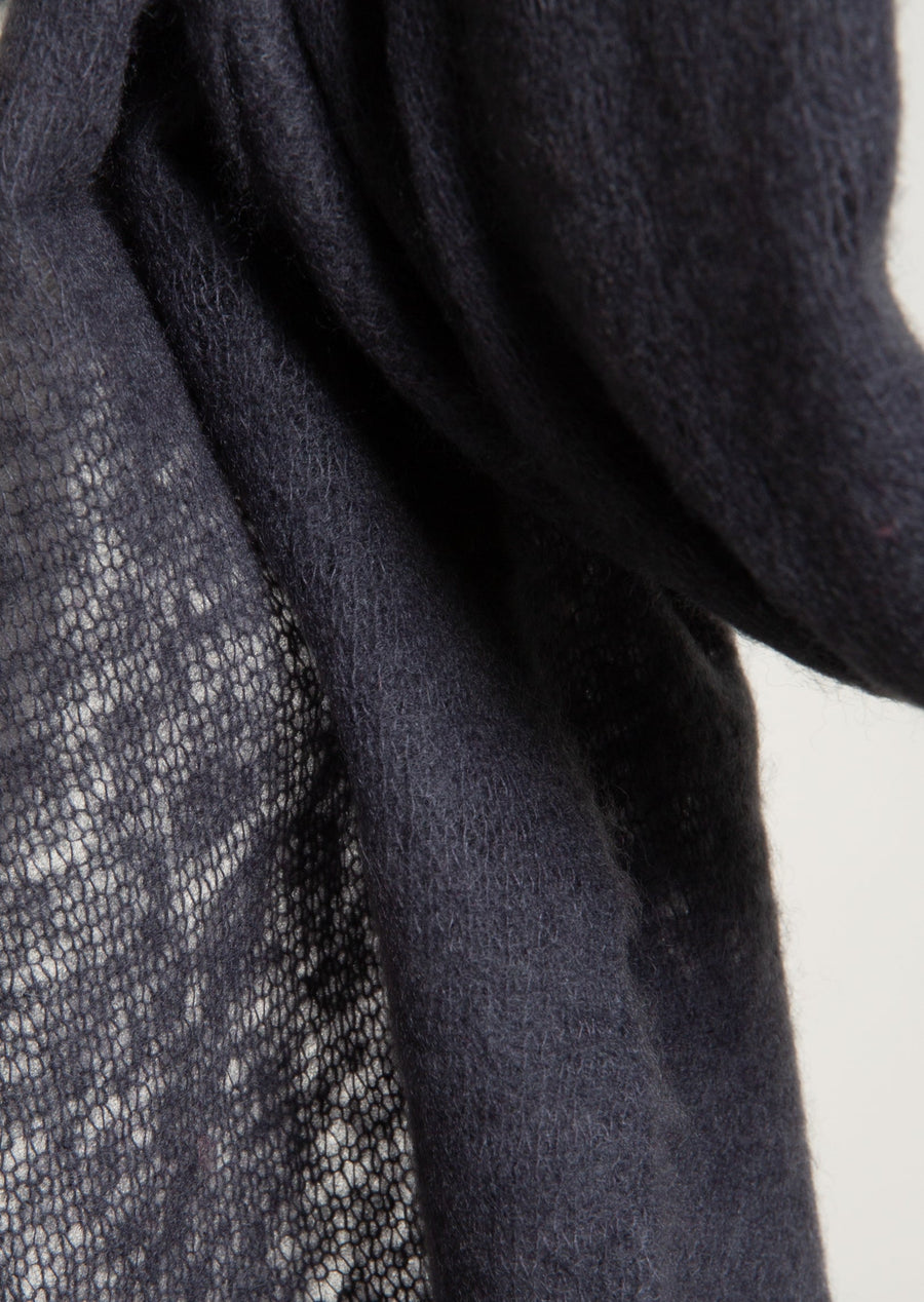 Open Knitted Shawl Plain ( Baby Cashmere ) Black