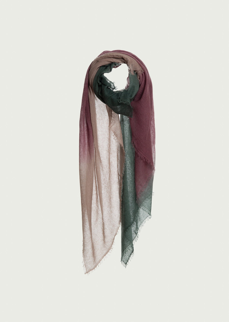 Soho Degradee Shawl ( Baby Cashmere ) - Forest & Burgundy & Horn