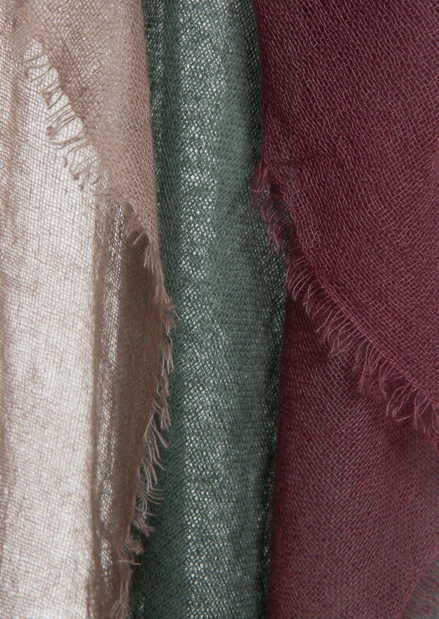 Soho Degradee Shawl ( Baby Cashmere ) - Forest & Burgundy & Horn