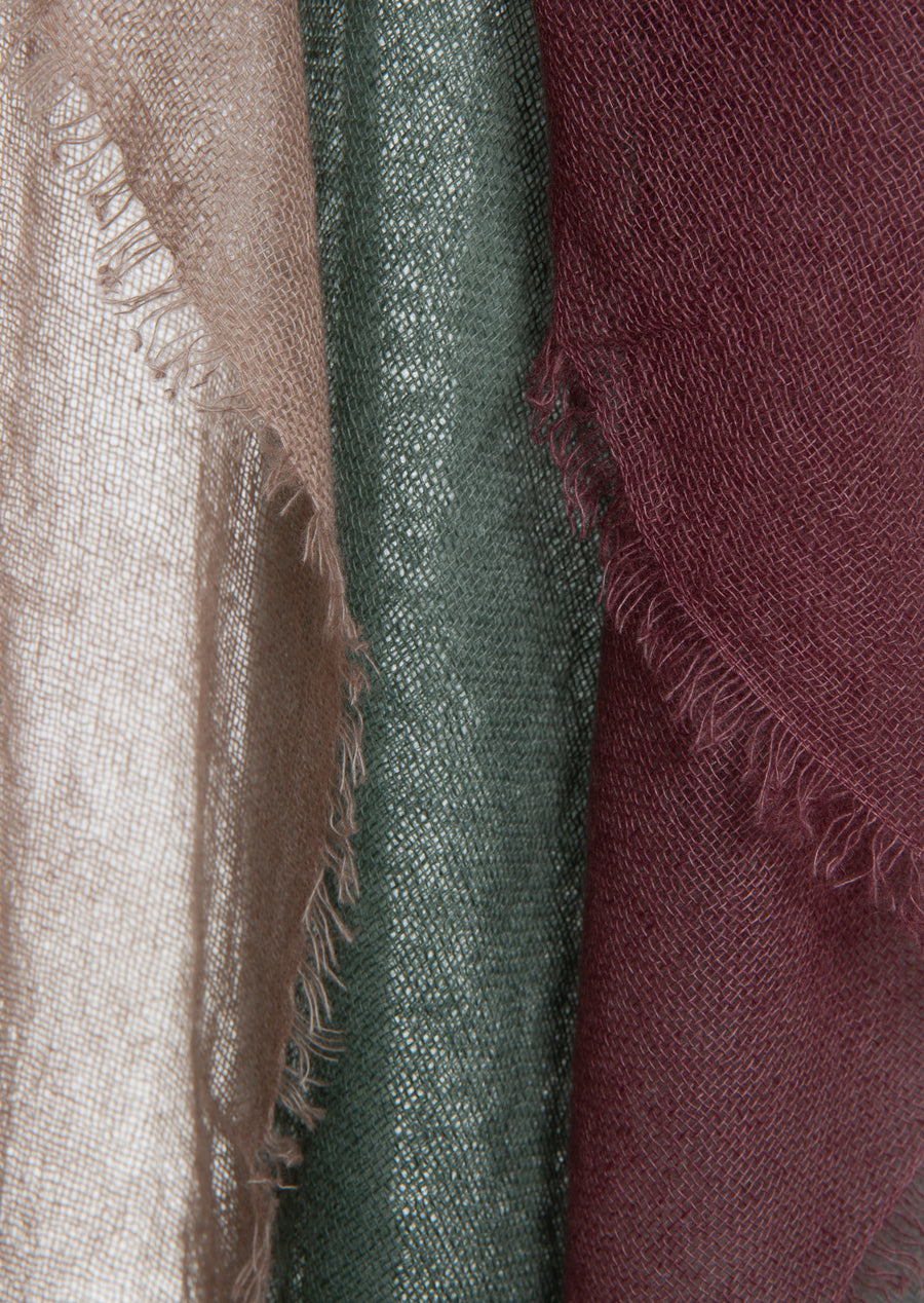 Soho Degradee Shawl ( Baby Cashmere ) - Forest & Burgundy & Horn