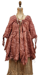 Trapeze Top With Sleeves (Linen Gauze) Vintage Rose