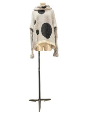 Oversize alpaca spot sweater-White/Black spot