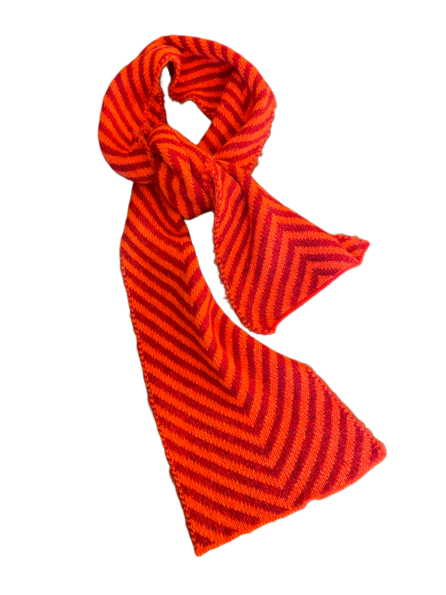 Amano chevron alpaca scarf -  Orange / Red