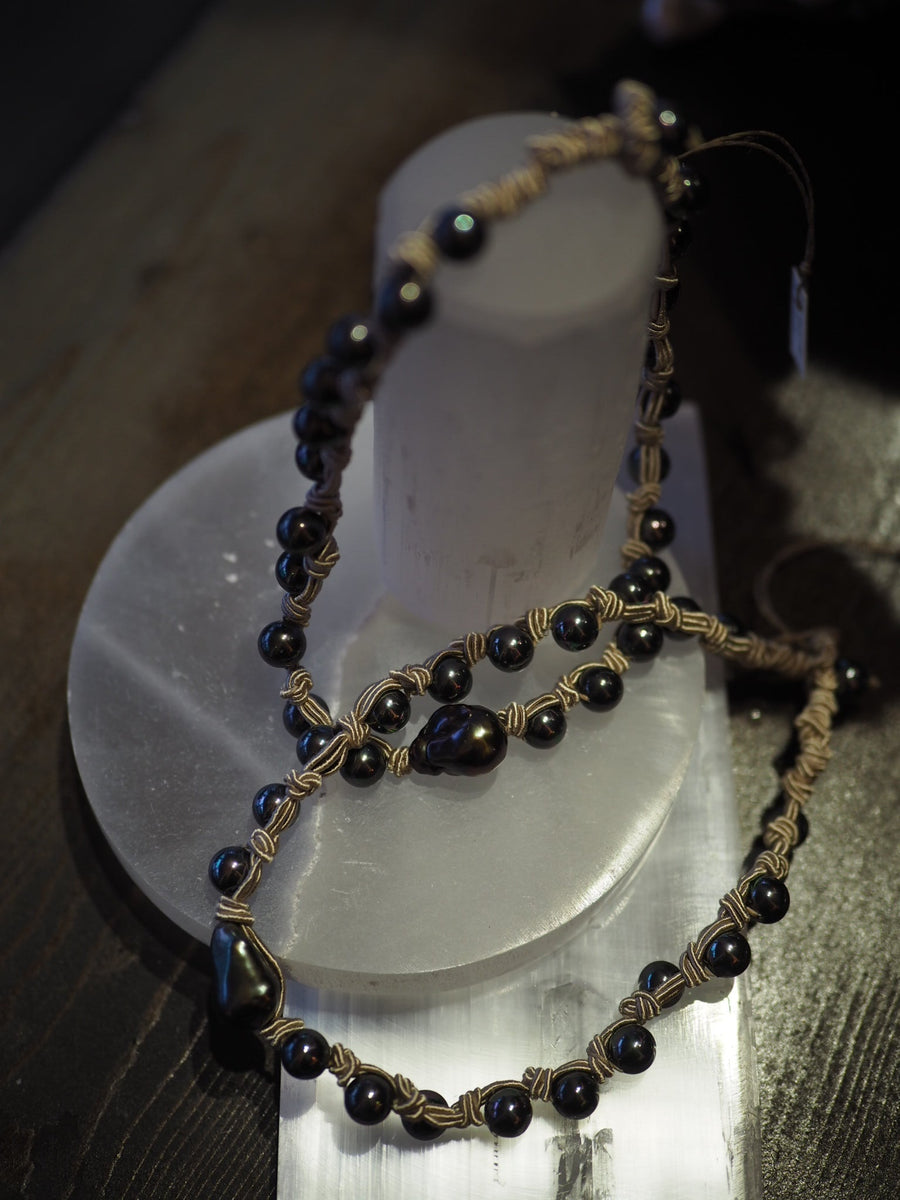 Alicia Multi Pearl Short Necklace - Ebony Pearls
