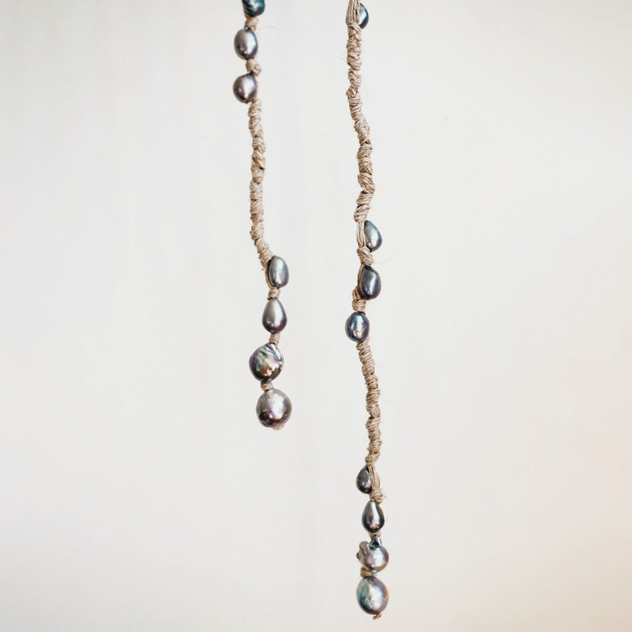 Mela Multi Pearl Linen Wrap Necklace - Pink