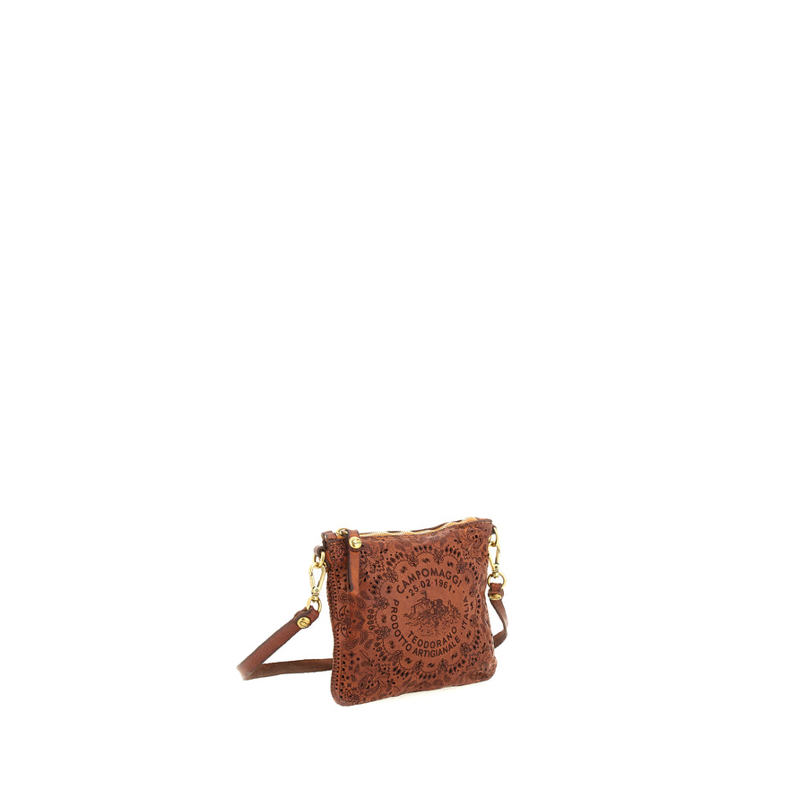 Bustina Piccola pochette with laser cashmere teordorano (Leather) Cognac