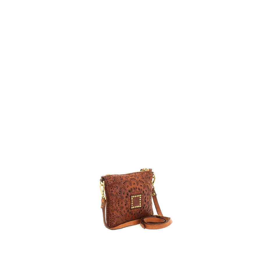 Bustina Piccola pochette with laser cashmere teordorano (Leather) Cognac