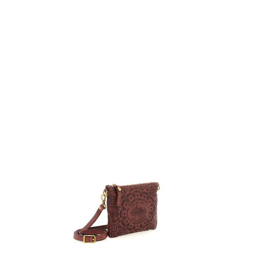 Bustina Piccola pochette with laser cashmere teordorano (Leather) Cognac