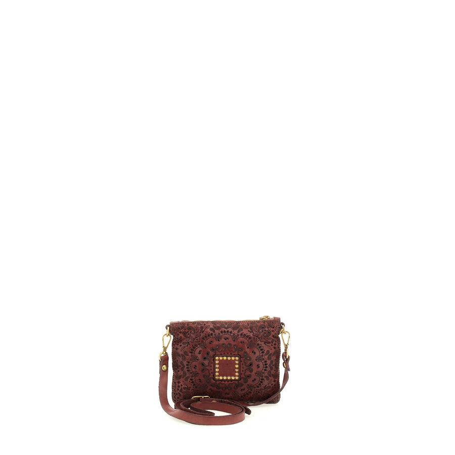 Bustina Piccola pochette with laser cashmere teordorano (Leather) Cognac