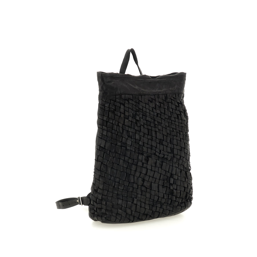 Edera Back pack in garment-dyed cowhide leather - Black