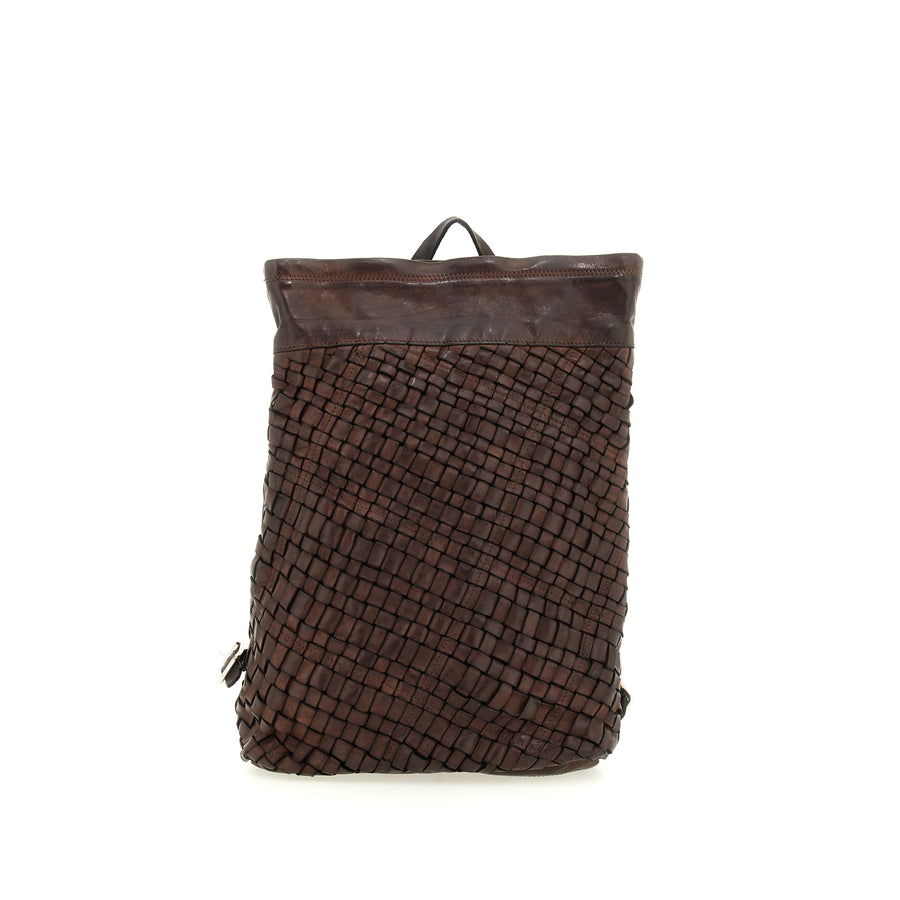 Edera Back pack in garment-dyed cowhide leather - Mocca