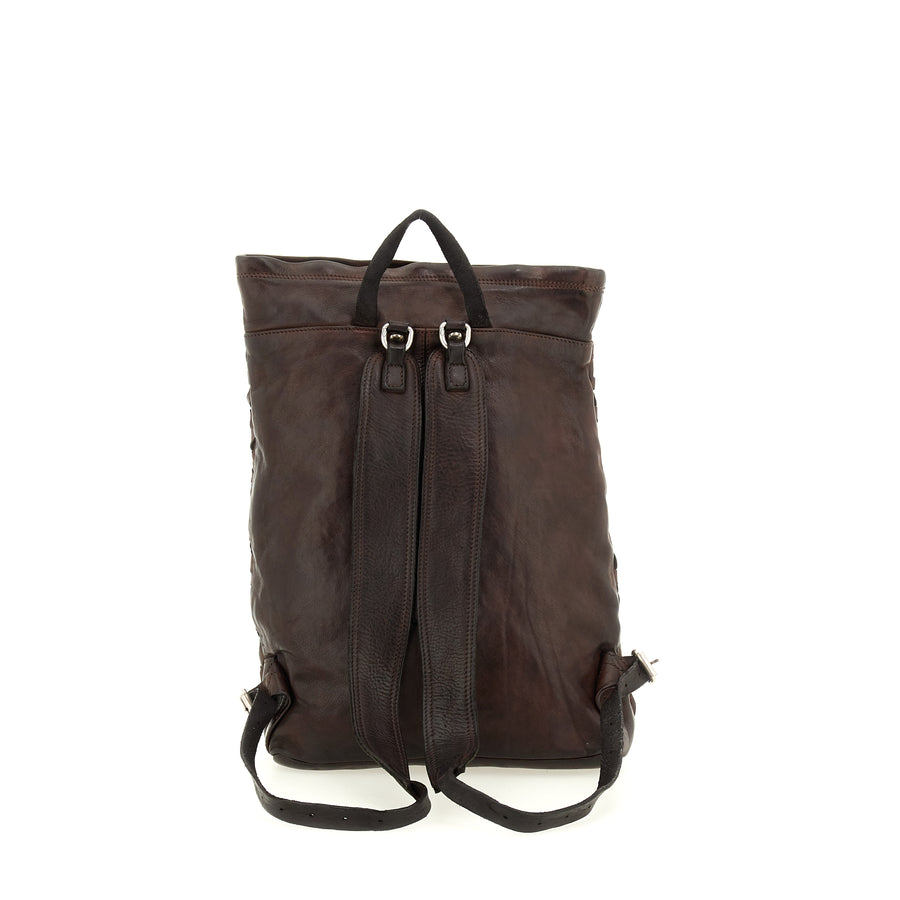 Edera Back pack in garment-dyed cowhide leather - Mocca