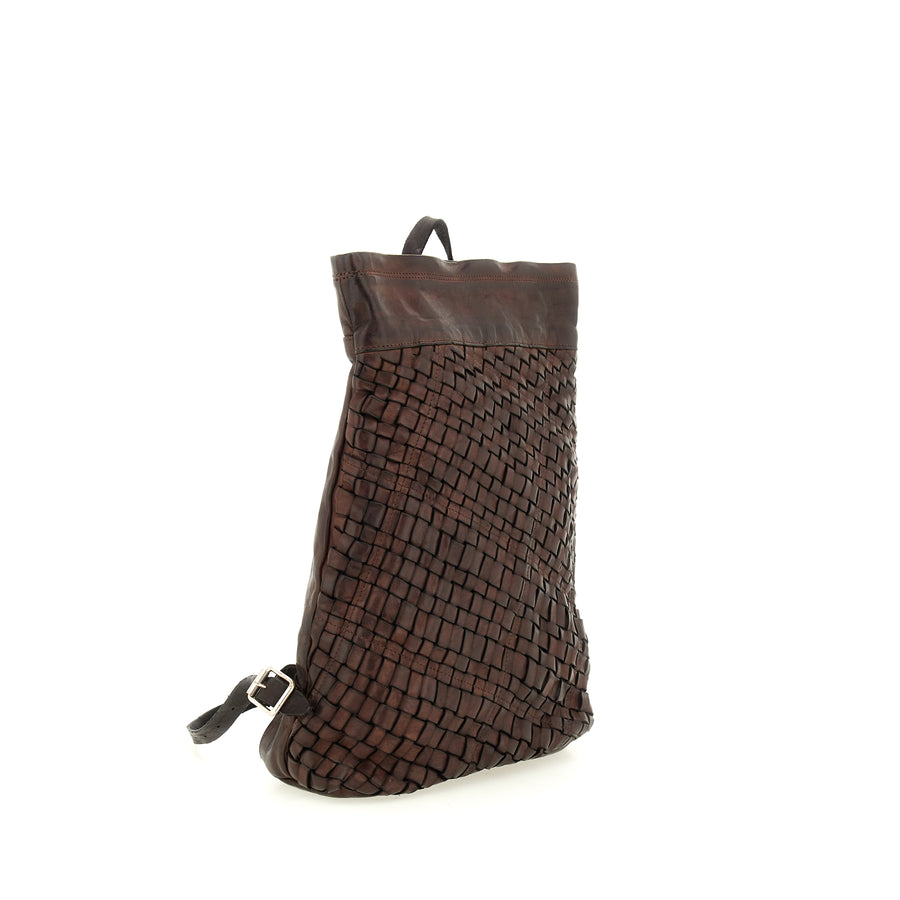 Edera Back pack in garment-dyed cowhide leather - Mocca
