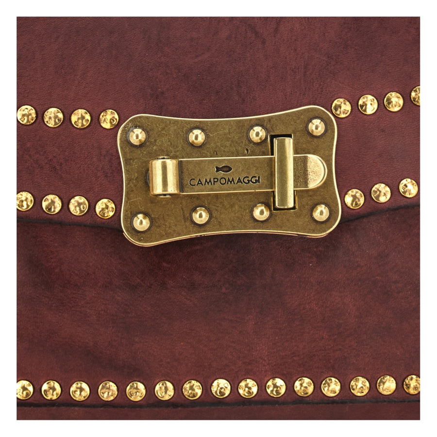 Agnese Cross-body bag garment-dyed cowhide leather with rivets - Burgundy
