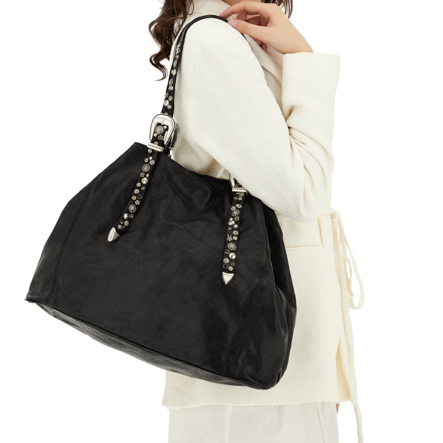 Campomaggi Lidia shoulder bag with studs - Griggio