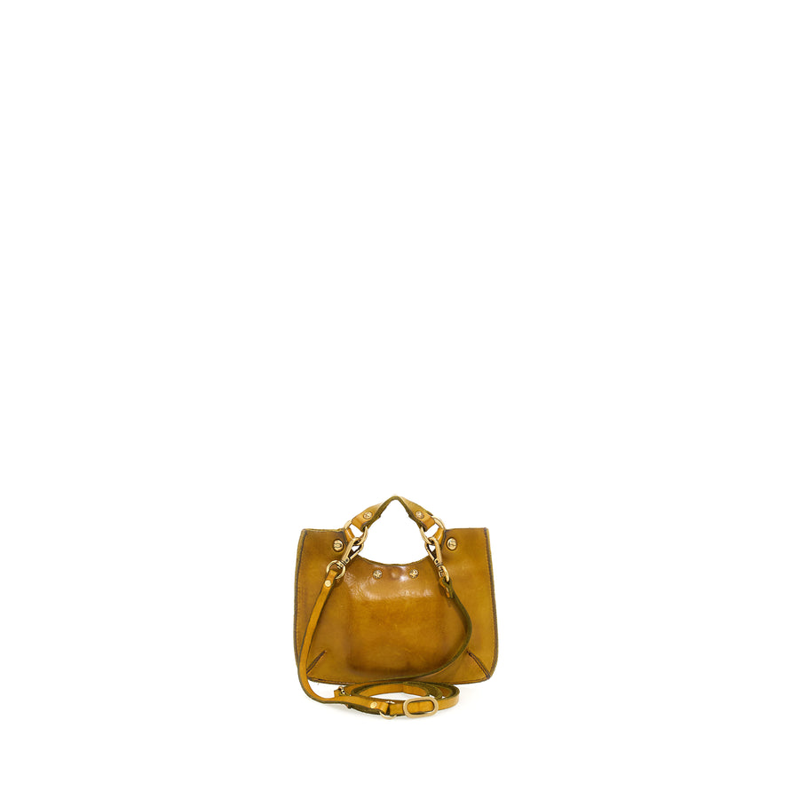HIDDENITE Mini “Hiddenite” cross body bag in Citron leather