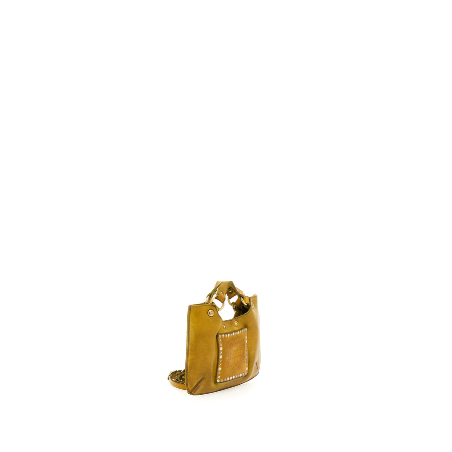 HIDDENITE Mini “Hiddenite” cross body bag in Citron leather
