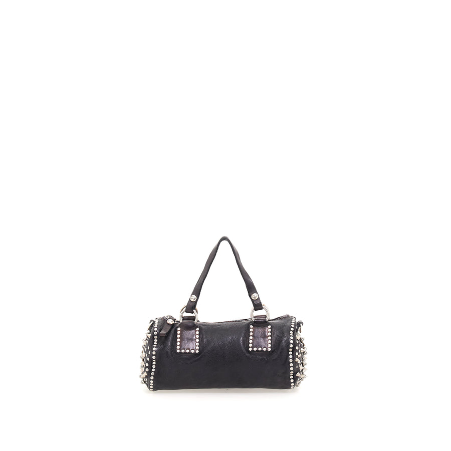 Campomaggi Cross-body bowling bag in leather with rock studs