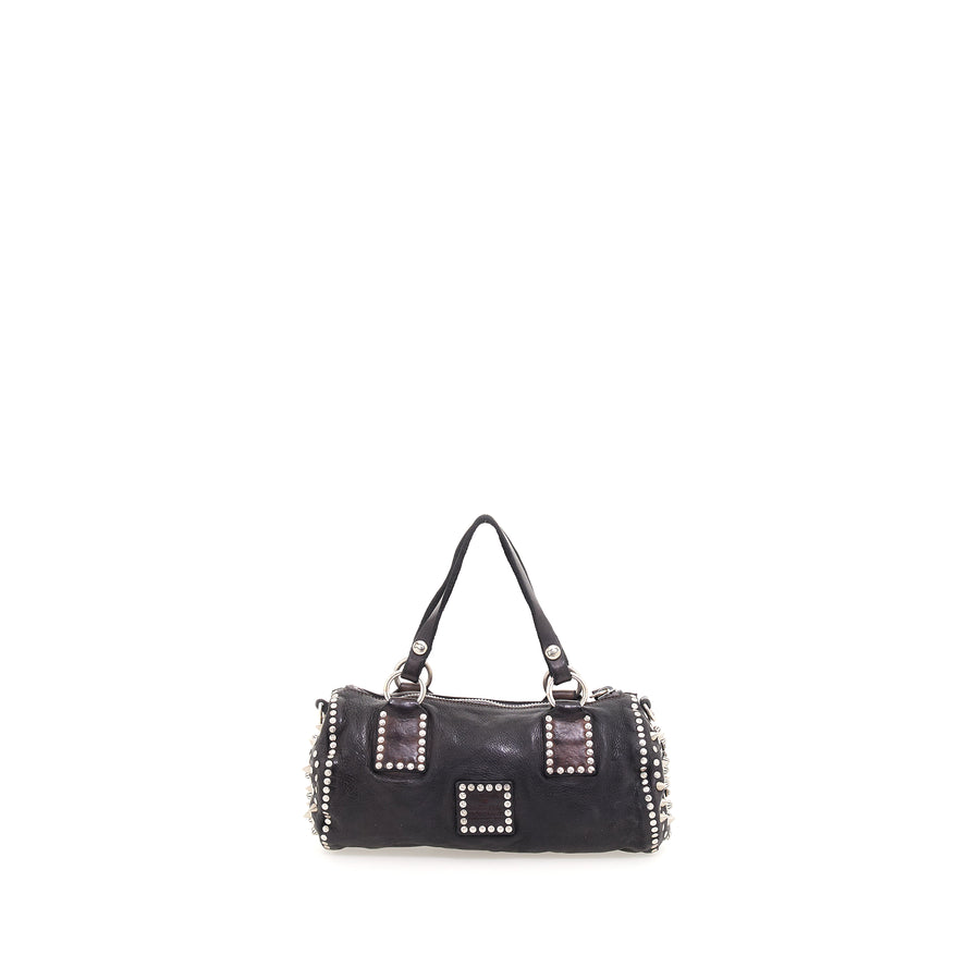 Campomaggi Cross-body bowling bag in leather with rock studs